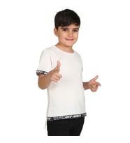 Toontoy Erkek Çocuk Kenar Şeritli Tişört (Ekru)