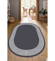 Dijital Baskılı Kaymaz Taban Yıkanabilir Oval Salon Halısı Mutfak Halısı Yolluk NDO-SD-529 (Gri)