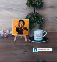 Çocuk Gelişimi Uzmanı Fotoğraflı Dekoratif Taş, Ahşap Altlıklı Türk Kahvesi Fincanı Hediye (Model 7)