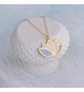 Mineli Mavi Lotus Kolye (Rose)