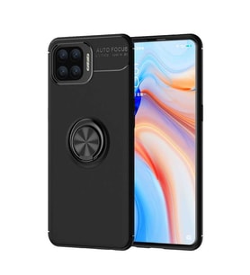 Oppo Reno 4 Lite Kılıf Yüzüklü Magnetli Ravel Case (Siyah)