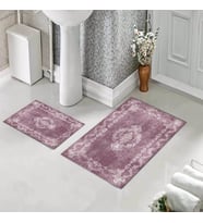 Banyo Halısı Ikili Klozet Takımı Kaymaz Tabanlı (60 xm x 100 cm + 40 cm x 60 cm)  (Lila)