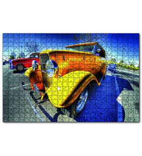 Cakapuzzle  Klasik Sarı Otomobil Görseli  Puzzle Yapboz MDF (Ahşap) (500 Parça)