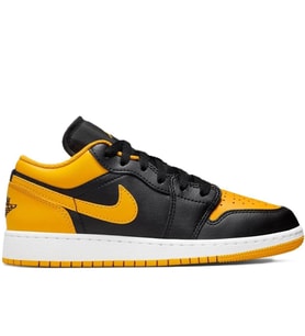 Nike Air Jordan 1 Low(GS) Leather Sneaker Hakiki Deri Siyah Beyaz Unisex Spor Ayakkabı (Siyah - Sarı) (Siyah-Sarı)