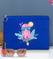 BK Gİft Yaz Temalı-5 Astarlı Portföy Çanta 30x21cm(12 Renk Seçeneği), Baskılı El Çantası, Organizer Çanta (Mavi)