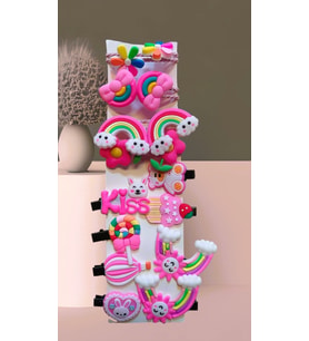MONİCATİME  ÇOCUK TOKA SETİ LASTİKLİ + KLİPSLİ (Pembe)