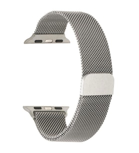 Apple Watch Seri 2/3/4/5/6/7/8/se 38mm-40mm-41mm Uyumlu Hasır Metal Kordon (Gümüş)