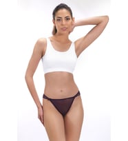 Kadın Transparan Brazilian Külot Dantel Detaylı Fantazi Bikini (Mürdüm)