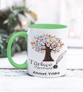 Türkçe Öğretmeni Tasarımlı Kişiye Özel Kupa Bardak (Yeşil)