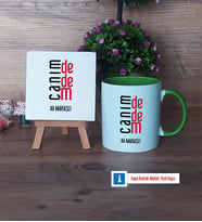 Dedeye Hediye Dekoratif Taş, Kupa Bardak Kırmızı Hediye (Model 13)