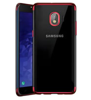 Galaxy J4 Kılıf Dört Köşeli Lazer Silikon Kılıf (Kırmızı)