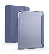 Apple iPad 8.Nesil 10.2 İnç 2020 Uyumlu Üçgen Katlanabilir Kalemlikli Standlı Akıllı Kılıf (Lavanta)