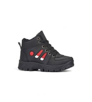 Günlük Çocuk Unisex Kürklü Astar Bağcıklı Fermuarlı Kaymaz Bootie 389 (Siyah)
