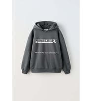 ERKEK ÇOCUK MINECRAFT MODELLİ PAMUK KAPŞONLU SWEAT (Füme)