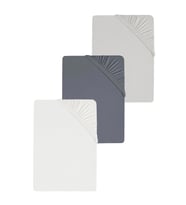 3 Adet Düz Pamuklu Çift Kişilik 200 x 200 cm Lastikli Penye Çarşaf (Gri-Beyaz)
