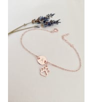 Kişiye Özel 925 Ayar Gümüş Pati Harf Charm Bileklik (Rose)