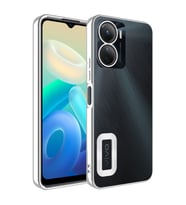 Vivo Y16 Kılıf Case, Logo Showing Serisi, Şeffaf, Kamera Korumalı, Logo Gösteren Renkli Çizgi Tasarım (Gümüş)