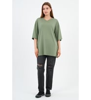 V Yaka Oversize T-shirt (E24-742A-WN) (Mint)