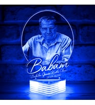 Kişiye Özel Babaya Hediye, Fotoğraflı 3D Lamba (Mavi)