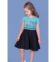 Toontoy Kız Çocuk Too Stylısh Baskılı Elbise (Yeşil)