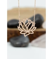 Lotus Çiçeği Kolye Kadın Gümüş Kolye (Rose)