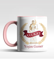 Kişiye Özel Avukat Tasarımlı Siyah Kupa (Beyaz-Pembe)