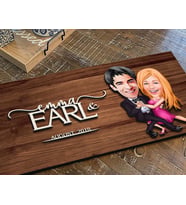 BK Gift Kişiye Özel Sevgililer Karikatürlü Kabartma Figürlü Ahşap Tablo, Duvar Dekoru, Arkadaşa Hediye, Özel Tasarım Ev Hediyesi-13 (Ceviz)