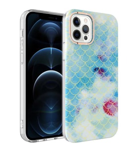 Uyumlu Model Apple iPhone 12 Pro Kılıf Desenli Bella Kapak (Mavi)