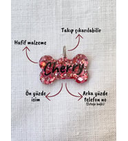 Kemik Şeklinde Kedi/ Köpek- İsimliği/ Künyesi (Rose)