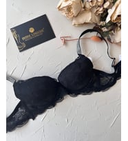 Jasmine Askıları Parlak Taşlı Hafif Destekli Dantelli Soft Cup İthal Sütyen (B-C Cup) (Siyah)