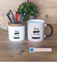 Arkadaşa Hediye Kalemlik, Kupa Bardak T Kişiye Özel Hediye Doğum Günü Hediyesi (Model 3)