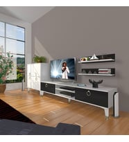 Decoraktiv Eko ON Mdf Dvd Gold Tv Ünitesi Tv Sehpası (Siyah - Beyaz)