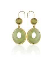 Kadir Jewellery 22 Ayar Altın Kaplama Kadın Taşlı Küpe -El İşçiliği Ve Hipoalerjenik Küpe (Zeytin Yeşili)
