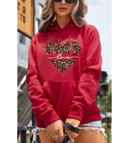 Kalp Baskılı Oversize Sweatshirt (A.Kırmızı)