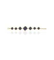 Kadir Jewellery 22 Ayar Altın Kaplama Zirkon Taşlı Ayarlanabilir Zincir Bileklik (Mor)