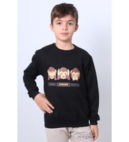 ERKEK ÇOCUK ŞARDONLU SWEAT KARAKTER BASKILI RİBANALI E34 (Siyah)