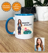 Kişiye Özel Karikatürlü Paramedik Hediye Kupa Bardak Kadın Paramediğe Tıp Bayramı Hediyesi (Mavi)