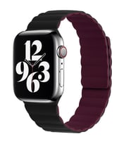 Apple Watch 44/45/46/49mm Kordon Renkli Strap Deri Loop Kordon 2/3/4/5/6/se/7/8/ (Siyah-Kırmızı)