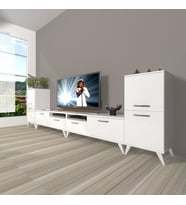 Decoraktiv Eko 9220 Slm Retro Tv Ünitesi Tv Sehpası (Beyaz)