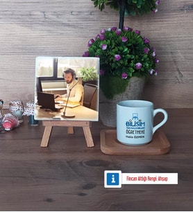 Bilişim Teknolojileri Öğretmeni Fotoğraflı Dekoratif Taş, Ahşap Altlıklı Türk Kahvesi Fincanı Hediye Öğretmenler Günü Hediyesi (Model 1)