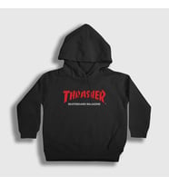 Presmono Unisex Çocuk Beyaz Logo V3 Thrasher Kapüşonlu Sweatshirt 278693tt (Siyah)