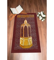 EVDEYA Dijital Baskılı Yıkanabilir Hediyelik Namaz Halısı Seccade 70x130cm, SECCADE-43-KAHVERENGİ, (Kırmızı)