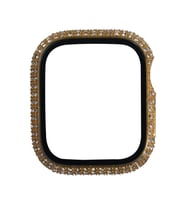 Apple Watch 7 45mm Zore Watch Gard 24 Kenarları Taşlı Sert PC Koruyucu (Gold)