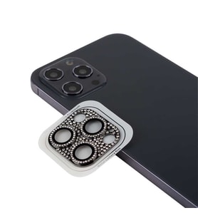 Uyumlu Model Apple iPhone 13 Pro Max Full Taşlı Kamera Lens Koruyucu Çerçeveli Koruyucu CL-08 (Siyah)