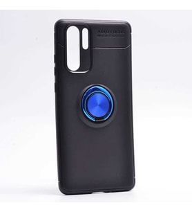 Huawei P30 Pro Kılıf Yüzüklü Magnetli Ravel Case (Siyah-Mavi)
