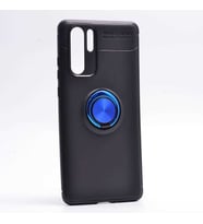 Huawei P30 Pro Kılıf Yüzüklü Magnetli Ravel Case (Siyah-Mavi)