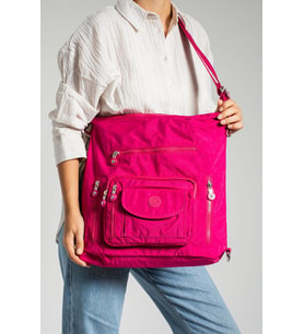 Klinkır Kumaş İster Sırt İster Omuz İster Çapraz Askılı Fonksiyonel Kullanım Kadın Çantası 30*30 Cm (Pembe)