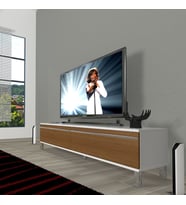 Decoraktiv Eko 140T Mdf Krom Ayaklı Tv Ünitesi Tv Sehpası (Beyaz - Ceviz)