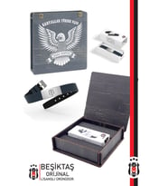 Beşiktaş Orijinal Lisanslı Fashion Ayarlanabilir Bileklik Hediyelik Ahşap Kutulu (Siyah - Gümüş)