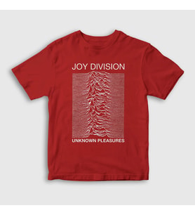 Presmono Unisex Çocuk Beyaz Unknown Pleasures Joy Division T-Shirt 87728tt (Kırmızı)